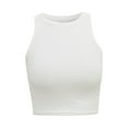 thumbnail image 5 of Women's Tanks and Camis New Women's Color Sleeveless Round Neck Short Vests Tank Tops Women Sleeveless Shirts 2025 Tank Tops for Women Trendy White L, 5 of 7