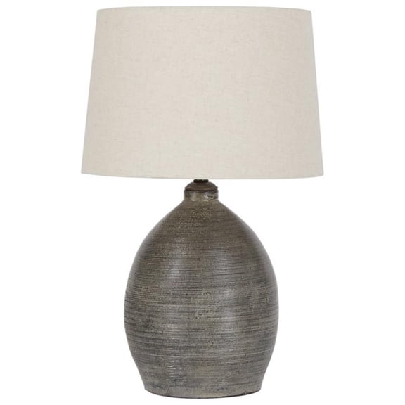 Bowery Hill Terracotta Gray Table Lamp Drum Shade 27.5" Unassembled
