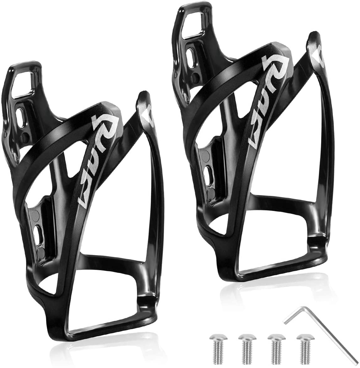 Black Lightweight Mountain Bicycle Cup Holder Cycling Accessory 2 Pack Bike Water Bottle Cages with Screws 