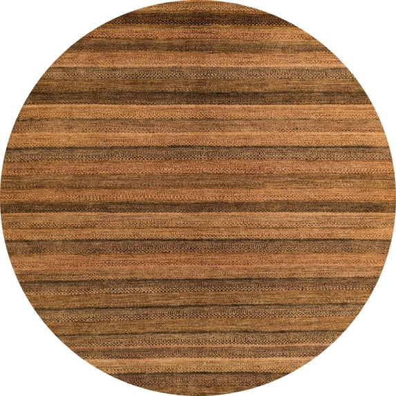Ahgly Company Machine Washable Indoor Round Abstract Papaya Orange Area Rugs, 8' Round