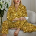 thumbnail image 6 of Honeii Gold Glitter print Women's Pajama Sets Long Sleeve Button Down Sleepwear Nightwear Soft Pjs Lounge Sets-Medium, 6 of 7