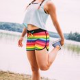 thumbnail image 3 of HDE Womens Rainbow Striped Retro Fashion Dolphin Running Workout Shorts 2X, 3 of 6