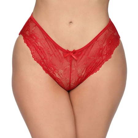 

NECHOLOGY Athletic Thongs for Women Cotton Panties For Women Lace Sexy Through Hollow Out Low Ladies Underwear plus Size Thong Underpants Red Large