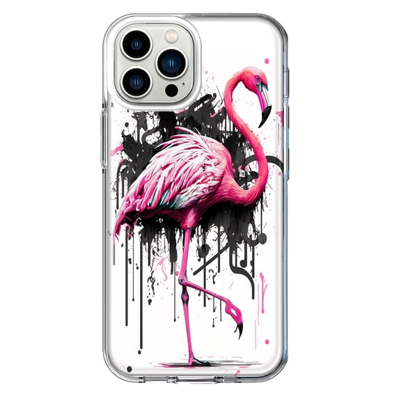 MUNDAZE Apple iPhone 12 Pro Max Shockproof Clear Hybrid Protective Phone Case Pink Flamingo Painting Graffiti Cover
