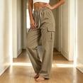 thumbnail image 5 of SeekIslan Womens Corduroy Cargo Pants Drawstring Waist Baggy Fit with Pockets for Casual Lounge Wear, 5 of 7