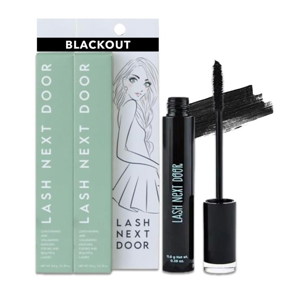 Máscara de pestañas Lash Next Door resistente al agua, negra, volumen y longitud - Máscara voluminizadora sin grumos para engrosar y alargar las pestañas - Pestañas a prueba de manchas de Brooklyn & B