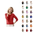 thumbnail image 1 of Chandail pour Femmes Automne Hiver 2026 Tendance Manches Longues Col Rond Tricoté Uni, 1 of 4