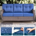 thumbnail image 6 of Unnifurnzi Outdoor Wicker Couch-3 Seater High Back Outdoor Sofa Outdoor Patio Couch for Deck Porch Garden Balcony Poolside-Brown/Blue, 6 of 7