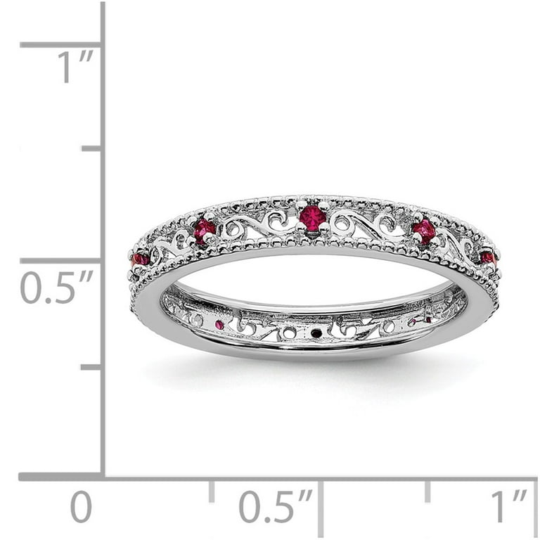 Sterling Silver Stackable Expressions Created Ruby Filigree Ring Sterling Silver Stackable Expressions Created Ruby Filigree Ring