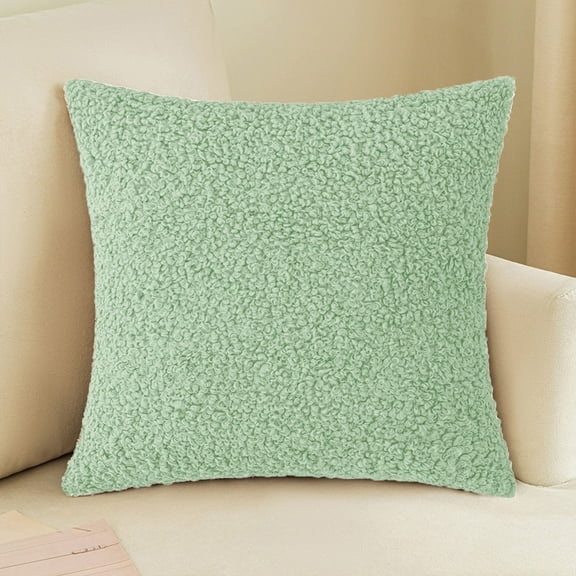 ShengapQ Curly Faux Decorative Throw Pillow Cover, Soft Polyester Cushion Case with Zipper, Cozy Pillowcase for Living Room Sofa Bedroom, 17 x 17 Inch