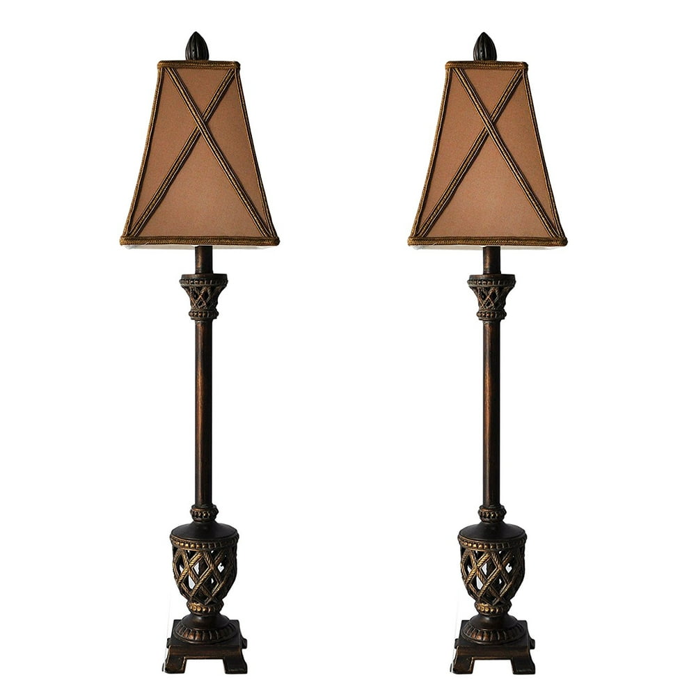 Set of 2 MESTAR 35inch Traditional Bronze Buffet Lamps Table Lamp Set