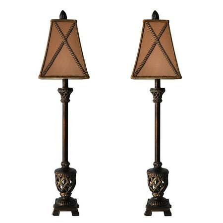 Set of 2 MESTAR 35-inch Traditional Bronze Buffet Lamps Table Lamp Set for Living Room Console Table