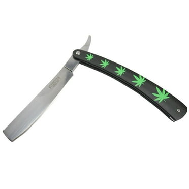 Defender-Xtreme 10' Straight Razor Green Leaf Folding Knife 3CR13 Stainless