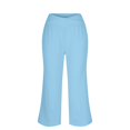 thumbnail image 4 of FUNUONY Womens Cropped Yoga Sweatpants Wide Leg High Waisted Lounge Pajamas Pants Comfy Workout Loose Pants with Pockets Solid Color Loose Sports Pants High Waist Pants Light Blue M, 4 of 6