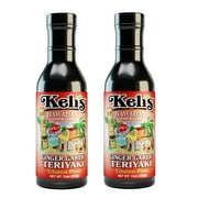 Keli's Sauces Low Sodium Spicy Gluten Free & Vegan Ginger Garlic Teriyaki Glaze and BBQ Sauce, Hot and Spicy Lover Approved! Made with Gluten Free Soy Sauce - 15oz (Pack of 2)