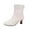 White, variant on Women's Boots Mid Calf Kitten Heel Round Toe Booties with Zipper Casual Outdoor Dressy Comfortable Short Boots Winter Shoes for Women Green 6.5