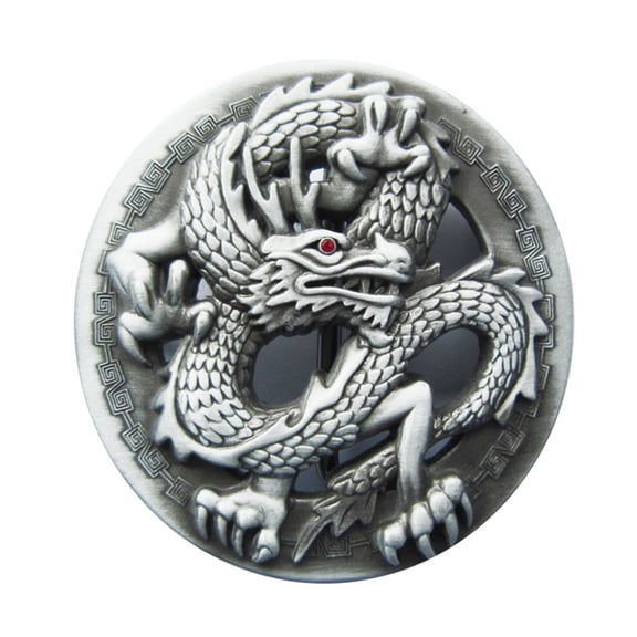Vintage Style Red Rhinestone Eye Dragon Round Belt Buckle Boucle de Ceinture