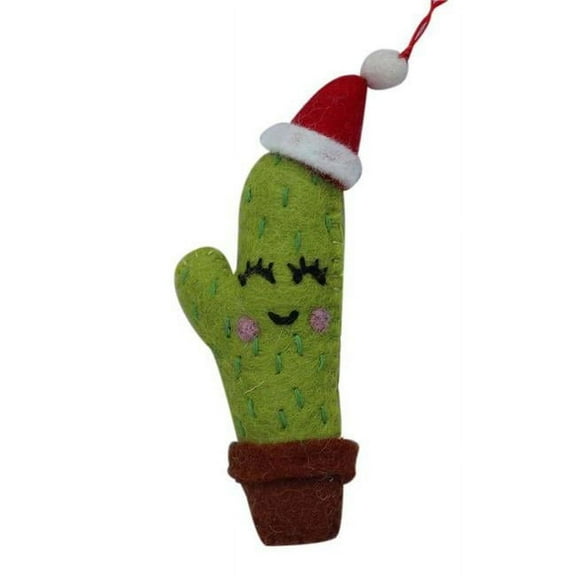 Santa Hat Cactus Felt Ornament Global Groove (H)