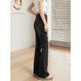 thumbnail image 4 of Women and Teen High Waist Ripped Flare Jeans, Black Washed Distressed Bell Bottom Denim Pants, High Stretch, Slim Fit, XS‑XXL for Street Outfits, 4 of 8