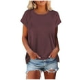 thumbnail image 2 of Fnooota Women T Shirts 2025, Workout Casual Short Sleeve Summer Tops Wine Size S, 2 of 9
