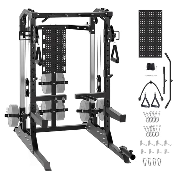 2000LB Power Cage Squat Rack – Dual Independent Pulley Cable Crossover – Multi-Function Power Rack for Home Gym – Full Body Strength Training Equipment with Attachments – Maximum Stability