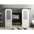 thumbnail image 3 of Sturdy Double Barn Door 56 x 96 inches with | Lucia 8822 White Silk with Frosted Glass | 13FT Rail Hangers Heavy Set | Solid Panel Interior Doors, 3 of 5