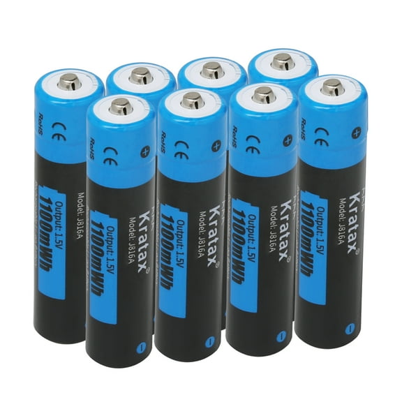 Kratax Rechargeable Lithium AAA Batteries, 1.5v AAA Lithium Ion Rechargeable Batteries 1100mWh 1500 Cycles 8-Pack