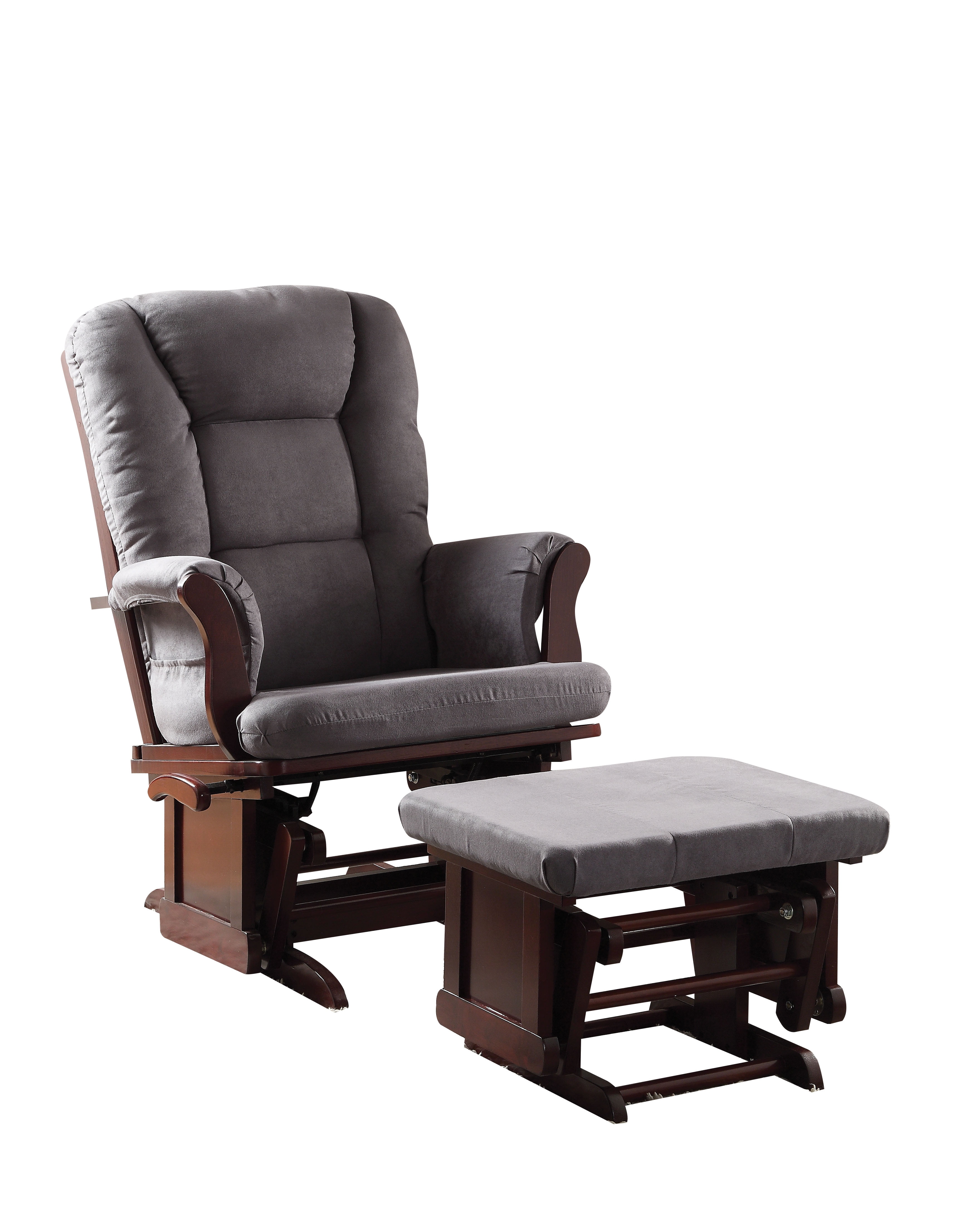 outdoor rocker with ottoman on Acme Aeron 2 Piece Pack Glider Chair Ottoman Microfiber Cherry Walmart Com Walmart Com