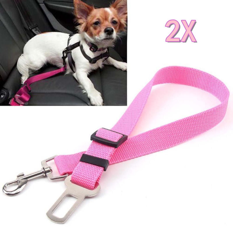 2x PINK Cat Dog Pet Puppy Safety Seatbelt for Car Vehicle Seat Belt Harness Lead 