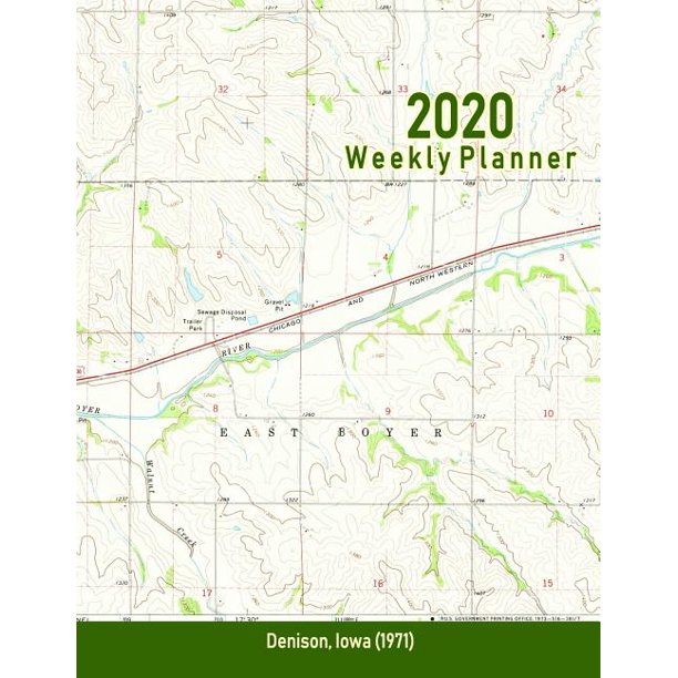 2020 Weekly Planner Denison, Iowa (1971) Vintage Topo Map Cover