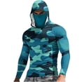 thumbnail image 4 of Ceisia Camouflage Print Hooded Top Men's Slim Fit Long Sleeve UV Protective Face Mask Shirt Mint Green XXL Gifts, 4 of 5