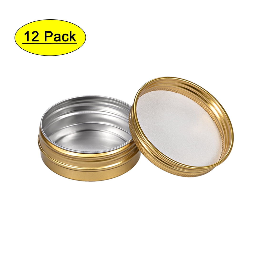 Uxcell 1oz Screw Top Lid Round Aluminum Cans Tin Containers Gold Tone