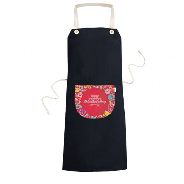 Red Happy Valentine's Day Heart Love Apron Bib Sarong Cooking Baking Kitchen Pocket Pinafore