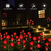 Solar Garden Stake Lights, Rose Flowers Lights LED Yellow Solar Stake Lights with 5 Roses Waterproof for Garden, Yard, Christmas Pathway, Grave Decor(1 Pack-Red)
