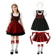 thumbnail image 3 of Mepaouo Girls German Dirndl Dress Oktoberfest Bavarian Outfit Set Kids Country Apron Maid Skirt Red, 3 of 5