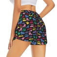 thumbnail image 4 of Picia Colorful Excavator Pattern Women's 2 in 1 Athletic Running Shorts High Waisted Workout Casual Gym Sweat Shorts with Comfy Liner Zipper Pockets-Large, 4 of 9
