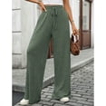 thumbnail image 6 of Cogild Womens Pants Ribbed Knit Wide Leg Solid Color Pants for Womens with Drawstring Waist for Comfort and Style, 6 of 8