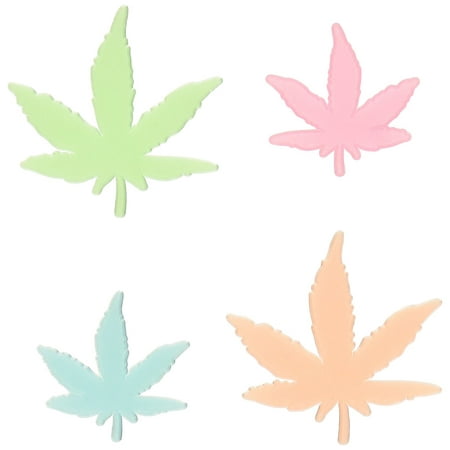 Glow in the Dark Multicolor Marijuana Weed Pot Leafs, 24 Piece, A mix 4 different colors per set (blue-green-orange-pink) By