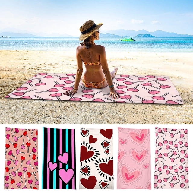 Oversized Beach Towel 90x180cm, Premium Polyester, Soft & Absorbent, Sandproof & Quick-Drying, Multipurpose for Pool, Bath, Gym, Camping, Picnic, Fashionable Designs, Portable & Lightweight
