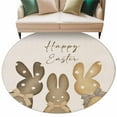 thumbnail image 2 of 6ft Round Rug, Happy Easter Non-Skid Rubber Backing Large Area Rugs - Living Room Bedroom Home Office, Polka Dot Bunny Spring Beige Burlap Indoor Floor Mat Carpets Washable Rug, 2 of 9