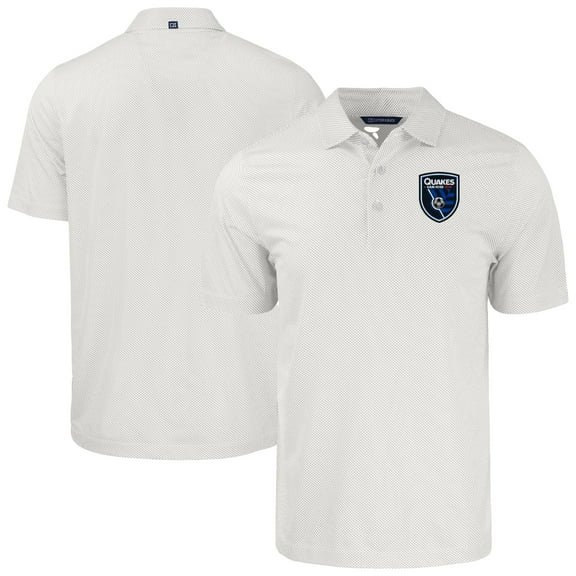 Men's-Cutter & Buck  White San Jose Earthquakes Big & Tall Pike Eco Symmetry Print Stretch Recycled Polo
