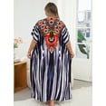 thumbnail image 3 of Wave Neck Kaftan Dresses for Women Boho Print Maxi Beach Dress Long Caftan Loungewear Summer Vacation Outfits Resort   Wear Tunic Moomoo House Dress, 3 of 10