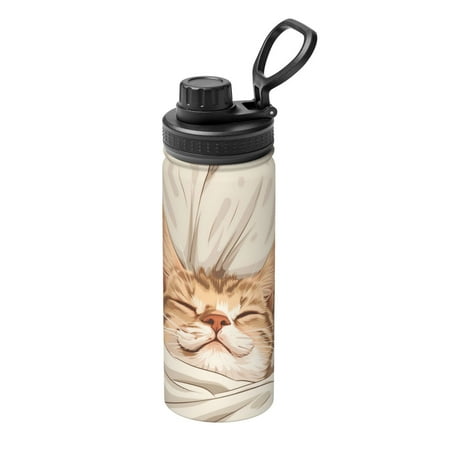

Ocsxa Sleeping Cat In Blanket Print 18oz Stainless Steel Water Bottle Unisex Water Bottle Insulated Sports Water Cup Flask for Cold Water Drinks/Sports/Travel/Car/School