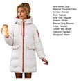 thumbnail image 7 of Winter Down Coat Thickened Padded Plush Hood Big Pockets Mid Length Windproof Long Sleeves Heat Retention Warm Daily Outwear Cotton Jacket, 7 of 7