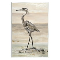 Stupell Industries Crane Bird Beach Shore Painting Unframed Art Print Wall Art, Design by Patricia Pinto