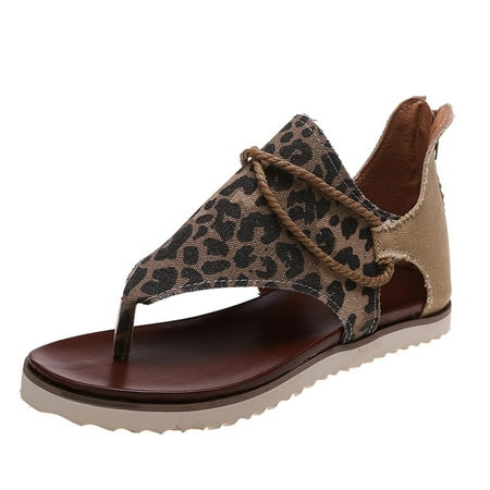 

Womens Sandals Dressy Sandles Women Summer Clip-Toe Sunflower Shoes Zipper Comfy Flats Casual Beach Sandals Beige