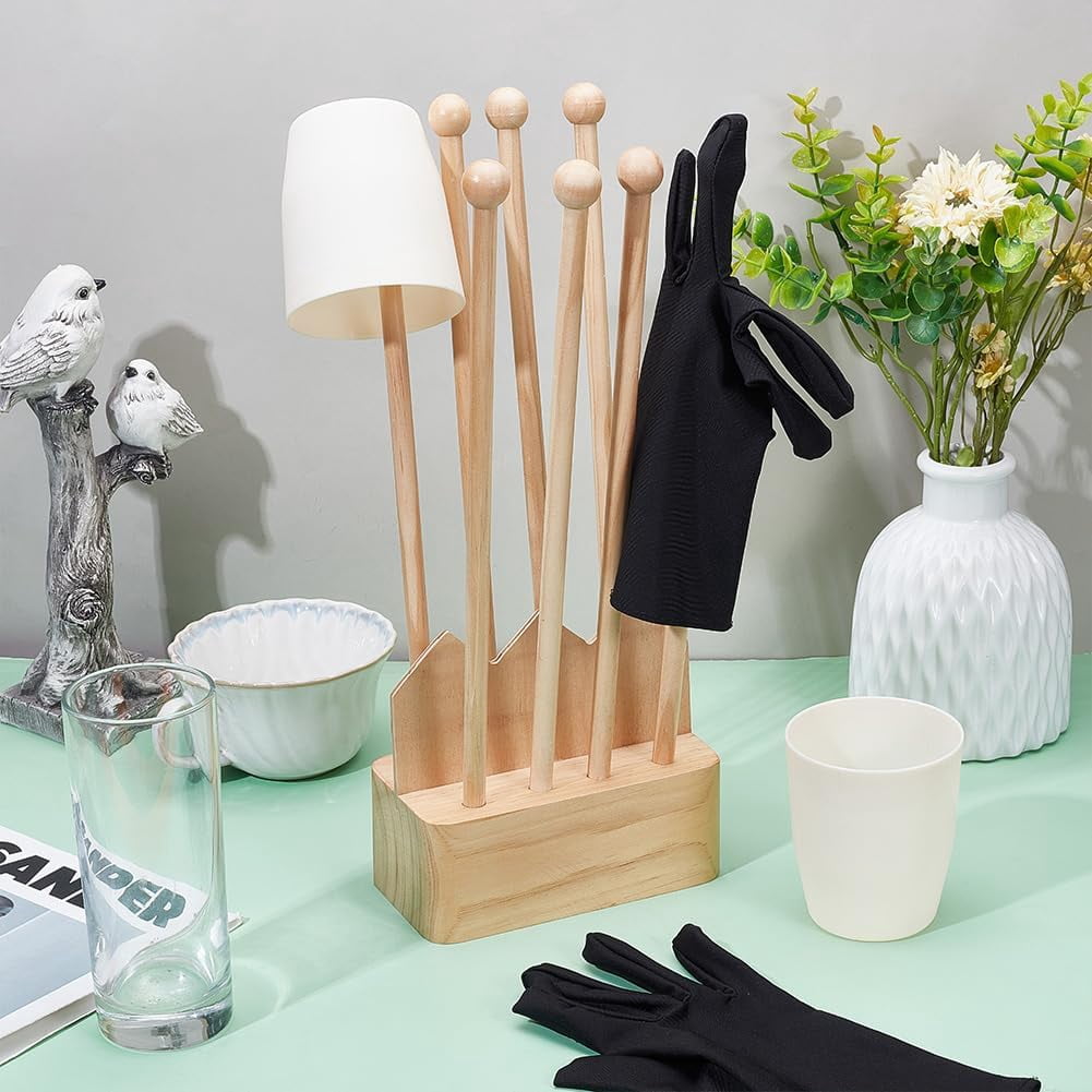 1 Set Plastic Bag Drying Rack Reusable Bag Cup Drainer Holder with 8 Sticks Pinewood Drying Rack for Drying Food Storage Bags Drinking Cups Bottles Dishcloths