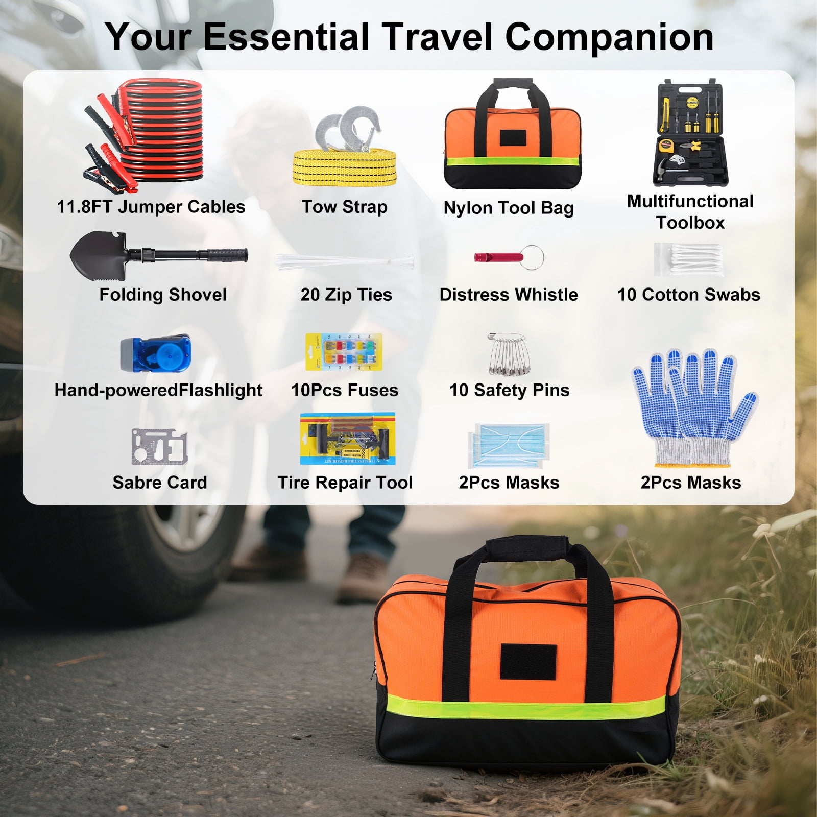 Nexpow Emergency Car Kit, Roadside Assistance Kit with Jumper