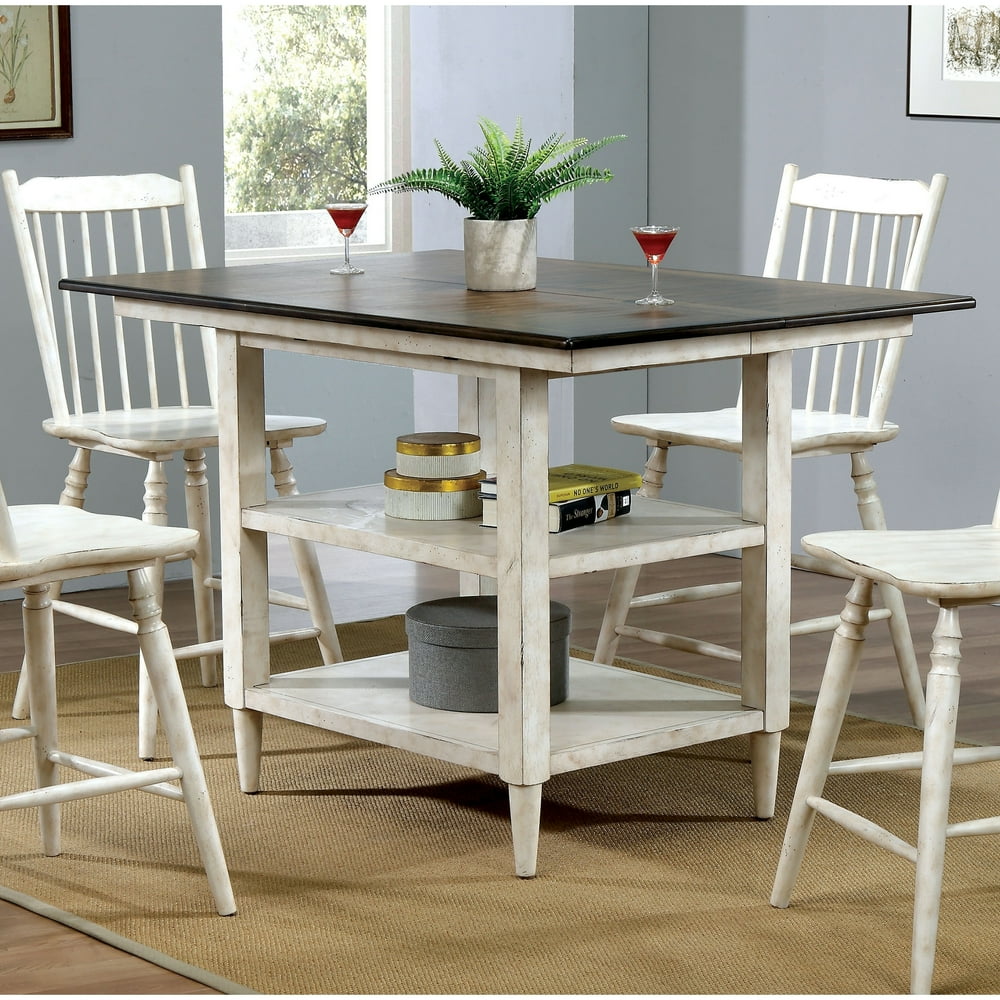 Furniture of America Darion Rustic Antique White Counter Height Table
