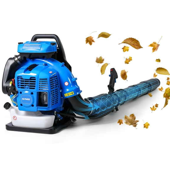 76.0CC 912 CFM 206 MPH 49N Backpack Leaf Blower Gas Powered, 6.0 HP 2-Stroke Gas Leaf Blower w/2-Stage Air Filter, High-Performance Backpack Blower for Snow Removal, Fast Yard Lawn Cleanup (Blue)